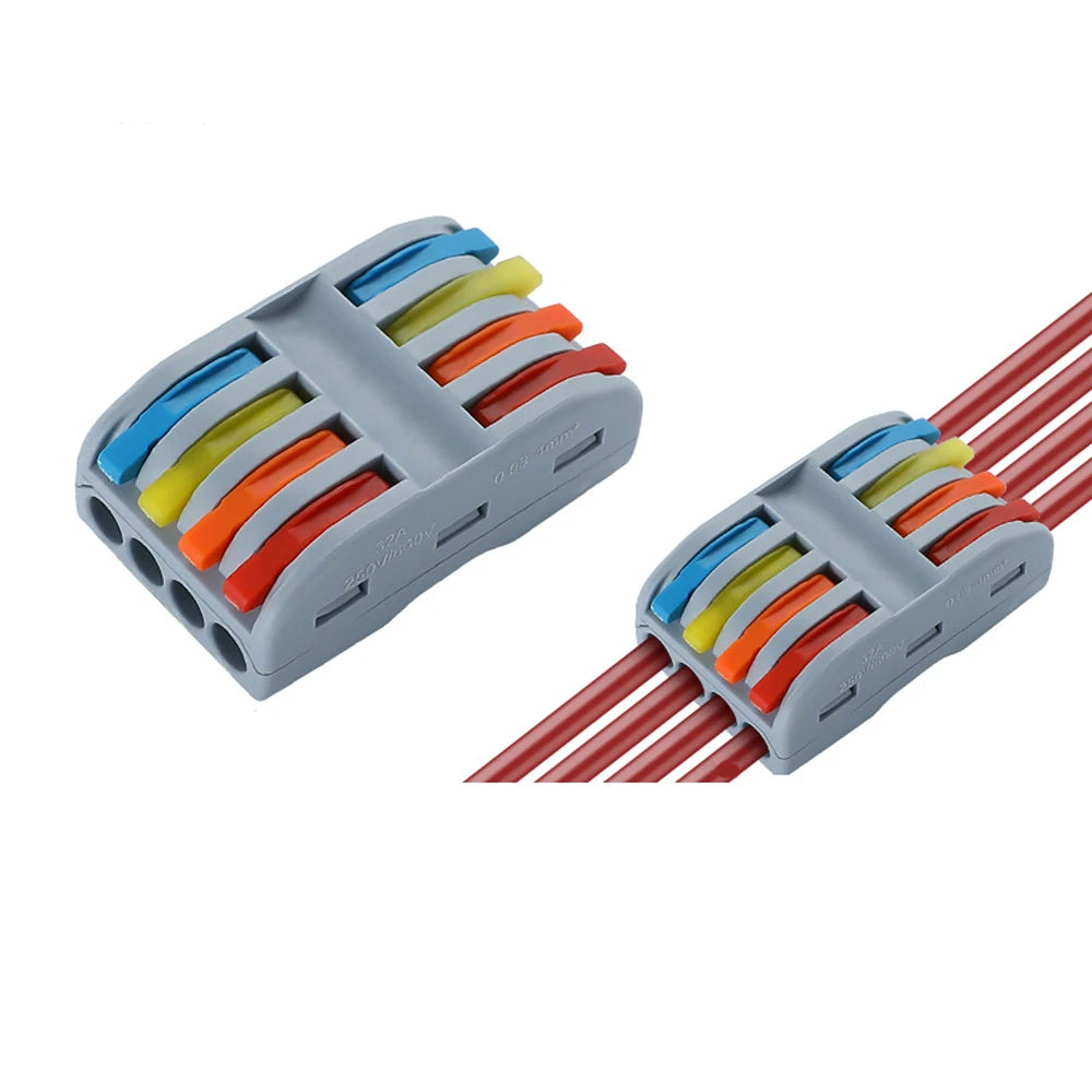 QPCT2-4C Factory Supply High Quality 4P Push-in Power Terminal Block with Copper Contacts and PC Housing 32A 250V Rated