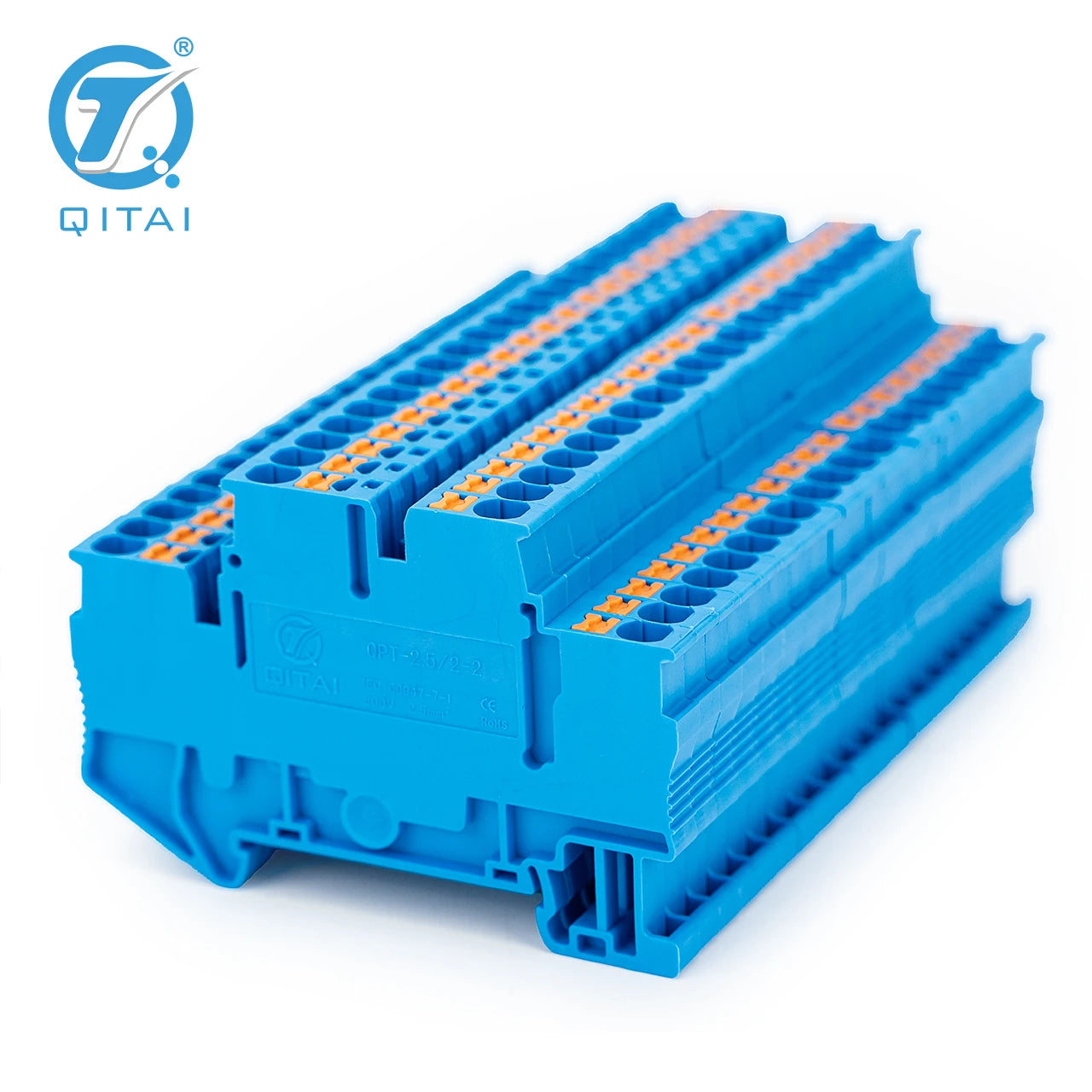 PTTB Double Layer Feed Through Push-in Din Rail Spring Electrical Connection Wire Connector Industry Wiring Terminal Block