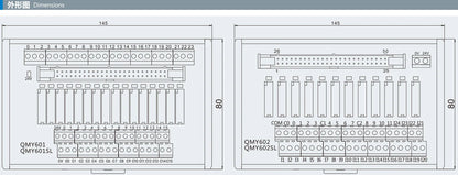 QMY602 CNC Automation PLC Control QMY602 5A 250VAC 110VDC 16 Channel Automotive Relay Module 1a Terminal Block Brass Contact