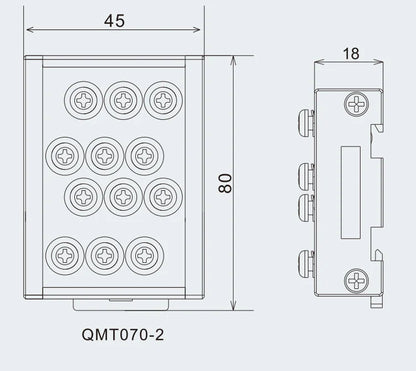 QMT070-2 Earth Terminal Block Safe Convenient Fast 15A 2.5mm² Following/AWG16 Terminal Block Module