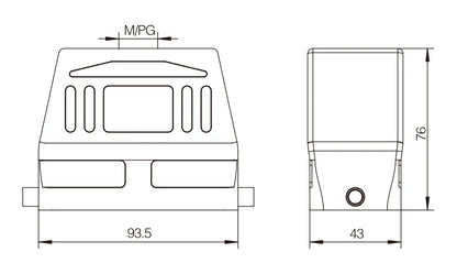 H16B-TKH-2B-PG29 Heavy Duty Industrial Connector Compact Series Top Entry Protective Hoods Aluminum Housing Copper