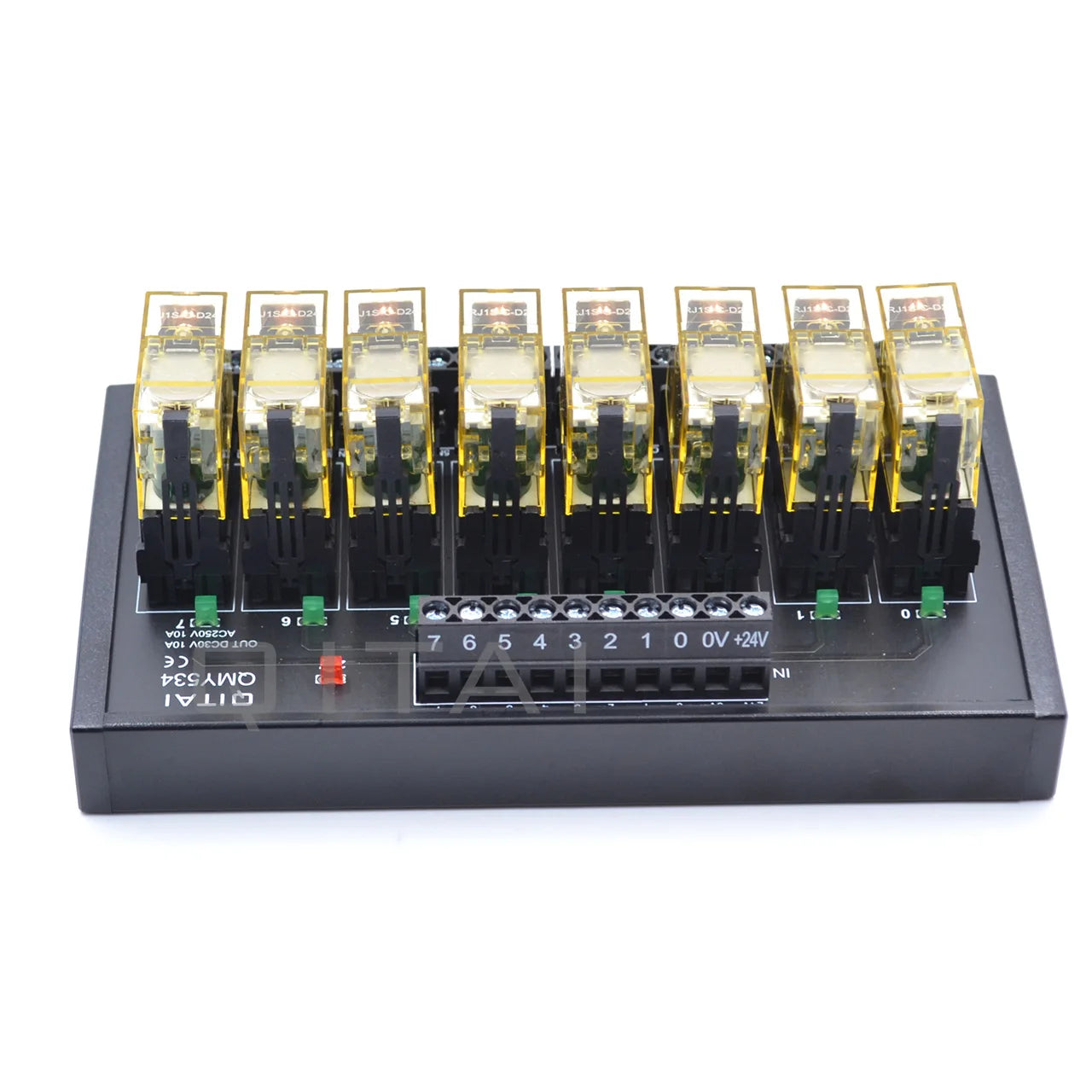 QMY534 250V 2A 1C 2O PLC 8-Bit Power Relay Module with Surge Absorber Circuit Solid State Relays Module Miswiring Protection