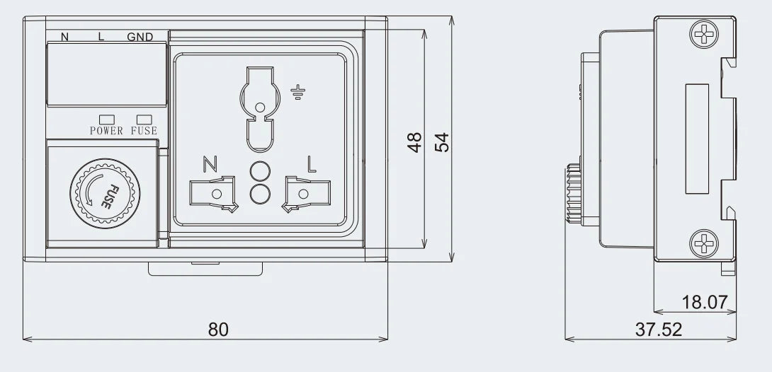 QMT071-2 Terminal Block AC Control Circuit 10A AC220V  2.5mm² Following/AWG13 with Fuse and Warning LED Light