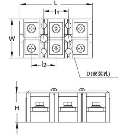 QTB-40003 415A Wire Barrier Block Terminal Strip Easy Installation Professional Brass 3Bits Fixed Dual Row Terminal Strip