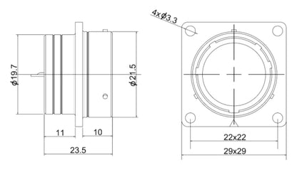 Professional PT20F-12H 20MM Aviation CNC Electrical Equipment Manufacturer's 2-14 Pin Waterproof Power Connector