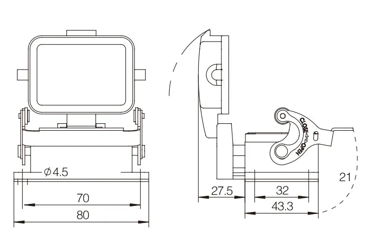 H6B-ST-CV-1L Industrial Heavy Duty Compact Series Top Entry Waterproof Aluminum Housing Copper Contact IP65 Power Connector
