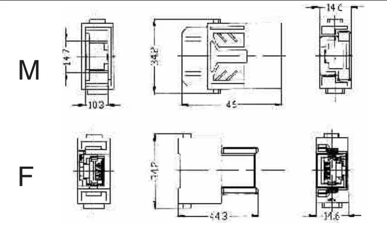HM-RJ45-M 1A 50V Heavy Duty Connector V0 Male Insert Crimp Terminal for Industrial Electric Communication Equipment