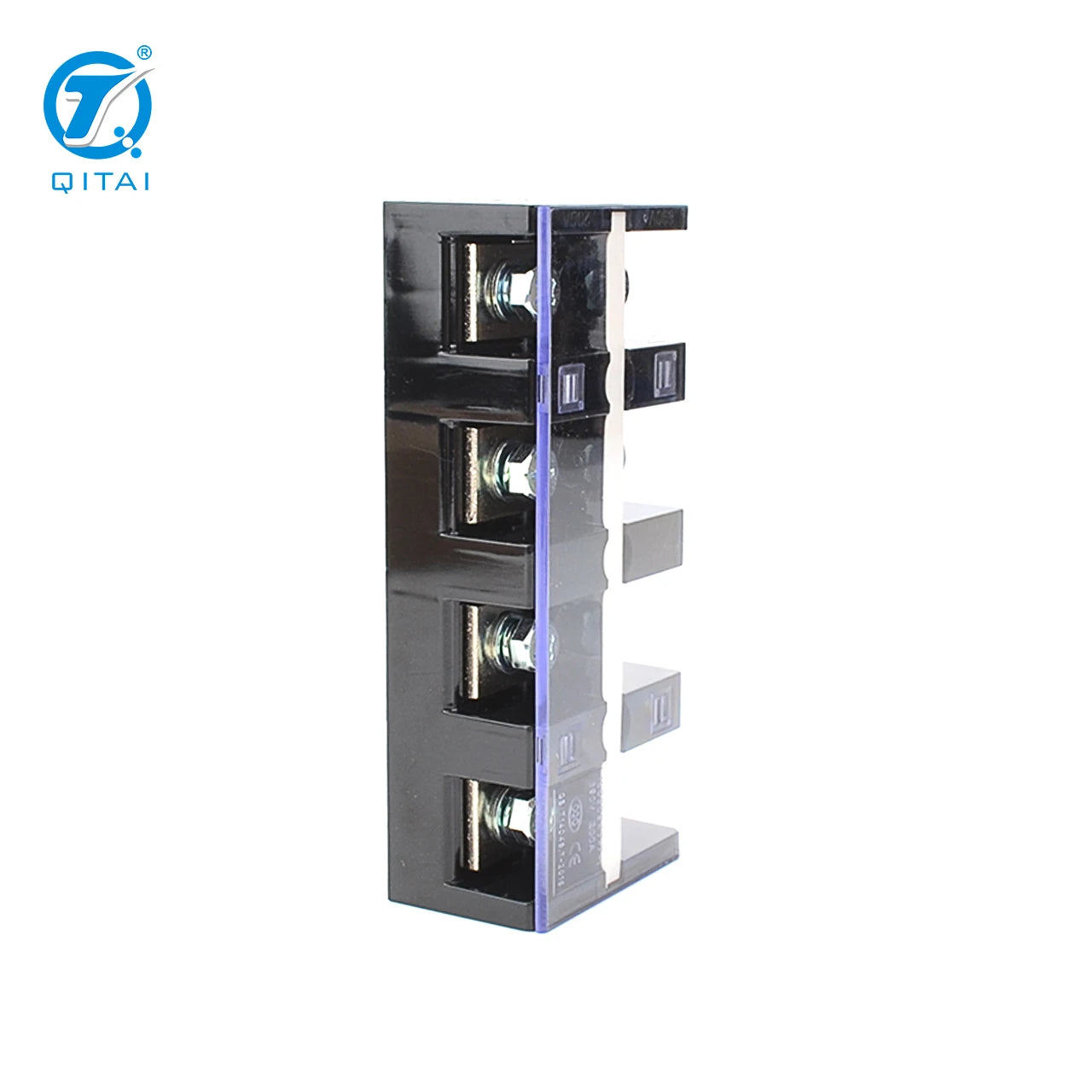 QTB-20004 192A Wire Barrier Easy Installation Professional Brass 4Bits Fixed Dual Row Terminal Strip Terminal Block