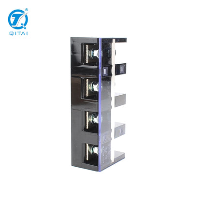 QTB-20004 192A Wire Barrier Easy Installation Professional Brass 4Bits Fixed Dual Row Terminal Strip Terminal Block