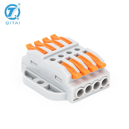 KV233-500T-4P 4P 250V 32A Lever Terminals Orange Mini Quick Connector Splicing Terminal Independent Management Wire Conductor