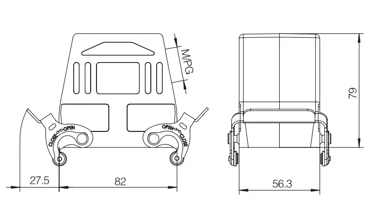 H32A-TKH-2L-M32 Heavy Duty Connector Compact Series Top Entry Protective Hoods