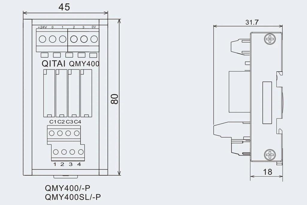 QITAI QMY400A-P Converter Module 4 SSR Input Output DC24V 4/8/16/32 Channel Intermediate Relay Module PLC Terminal