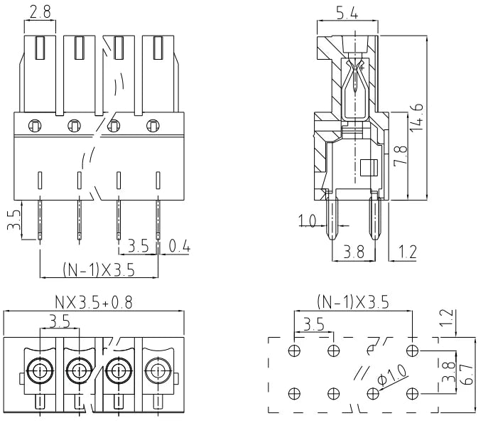 QSP-3.5V  3.50mm 2P-24P Socket Plug Terminal Block Connector PCB Plug-in Type Green Terminal Block