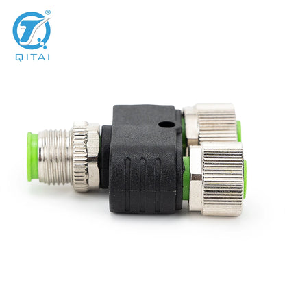 M12-M04 2xF04A Y Waterproof Cable Splitter 1Male to 2 Female 2 6 Pin Electric Bicycle Plug Signal Sensor Connector