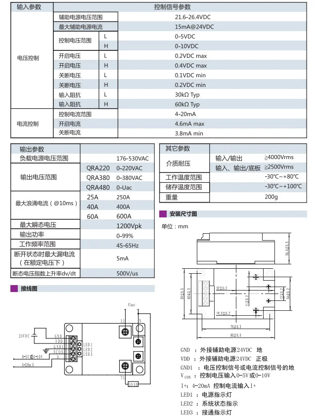 QRA220L25R 25A 220V SSR Single Phase AC Voltage Controller Solid State Relay