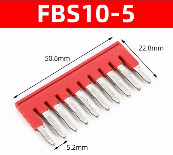 FBS10-5 Plug-in Bridge 2/3/4/5/10/20P Jumper for ST/PT DIN Rail Terminal Blocks Center Contact Din Rail Terminal Fixed Bridge