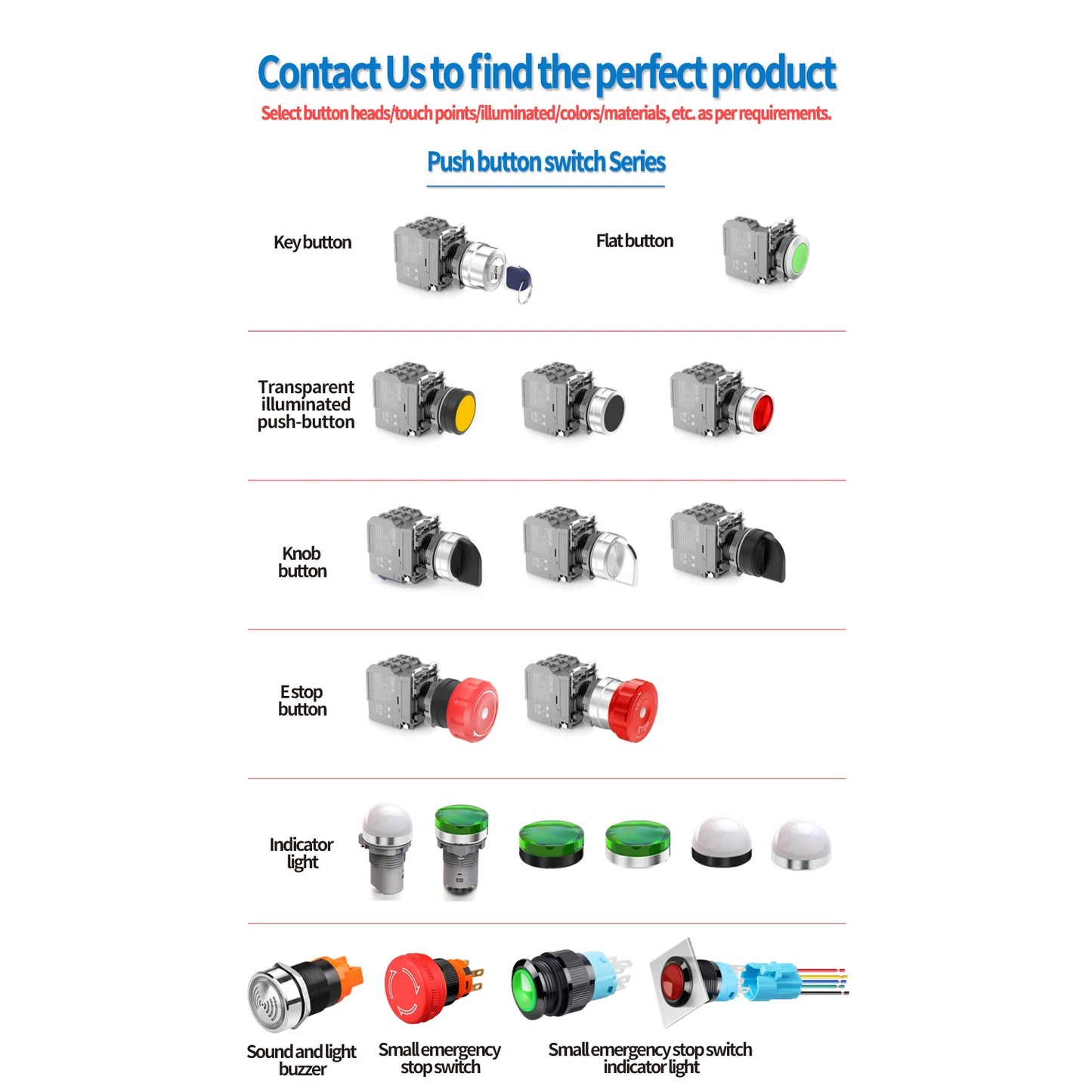 QDN22SA Series 22mm 1NO Plastic Push Button Switch 10A Self-reset Momentary for Control Panel Machine