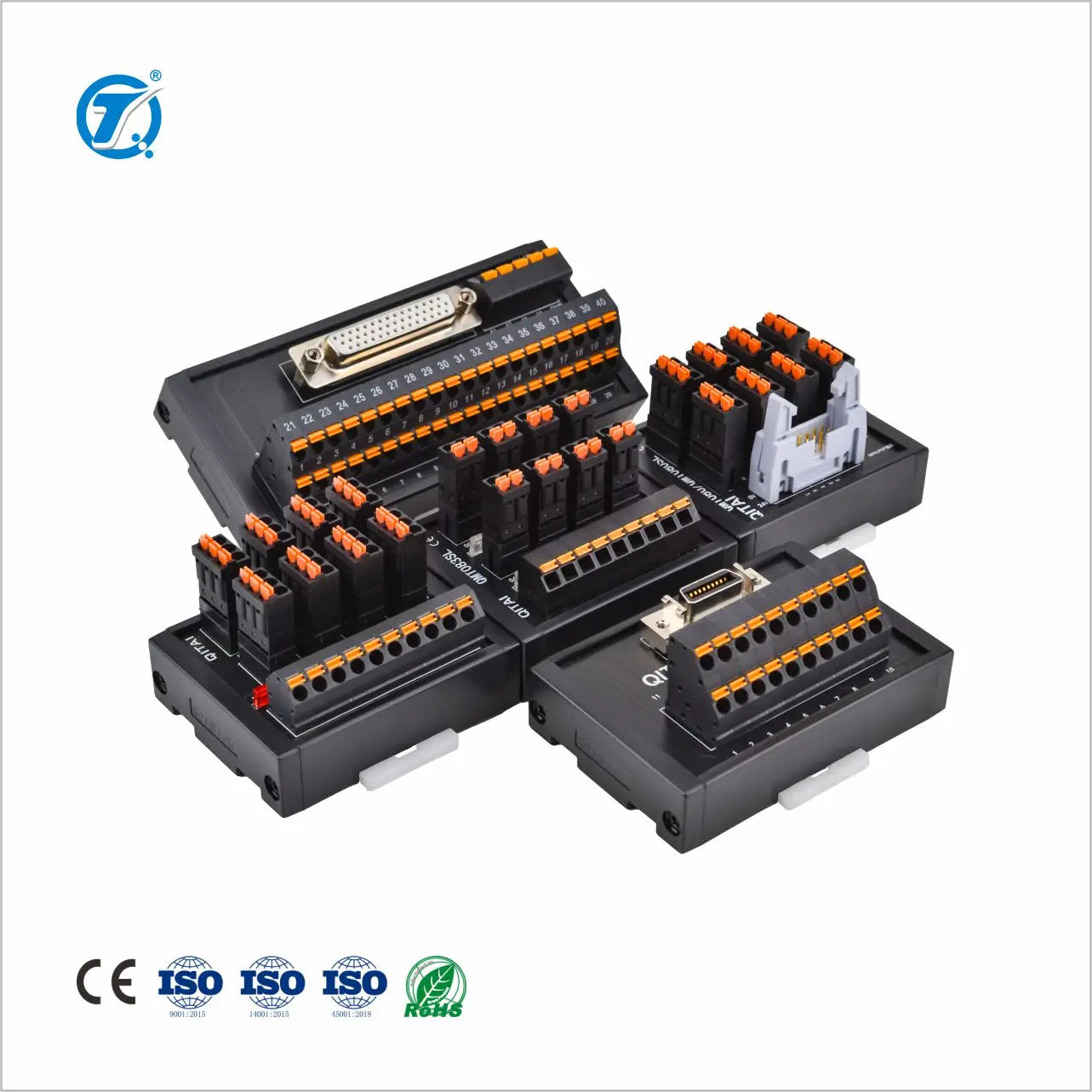 QMT Series Automotive Industrial Multipole Harness Wire Connector Din Rail Screw/Spring Terminal Block Module PLC Connector