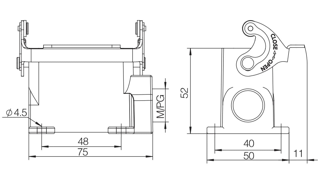 H10A-SG-1L-2PG16 Heavy Duty Connector Compact Series Top Entry Protective Hoods