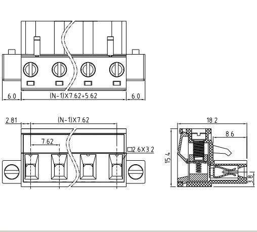 QPV-762F 7.62mm Pitch 2-24P 300v 15A M3.0 Screw Green High Strength QPV Series Male Plug PCB Terminal Blocks With Flange