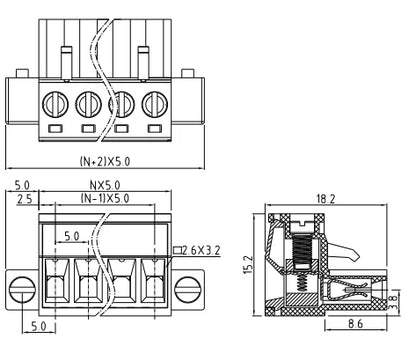 QPV-500F 5.0mm Pitch 2-24P Plug PCB Terminal Blocks Connector for Industrial Automation High Strength Performance Solution
