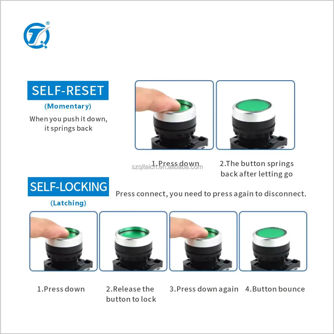 Customization Latching Momentary LED Locking Machine Switch Button Push Button with Emergency Stop 9-24V/25-48V 25A