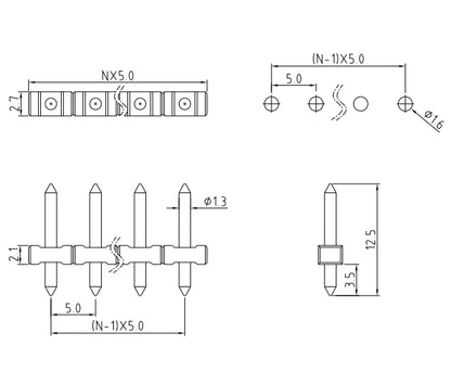 QSW-500V  PCB Terminal Block Accessoires 5.0mm Pitch 2-24P 300V 10A High Quality 2.5KV Wishstanding