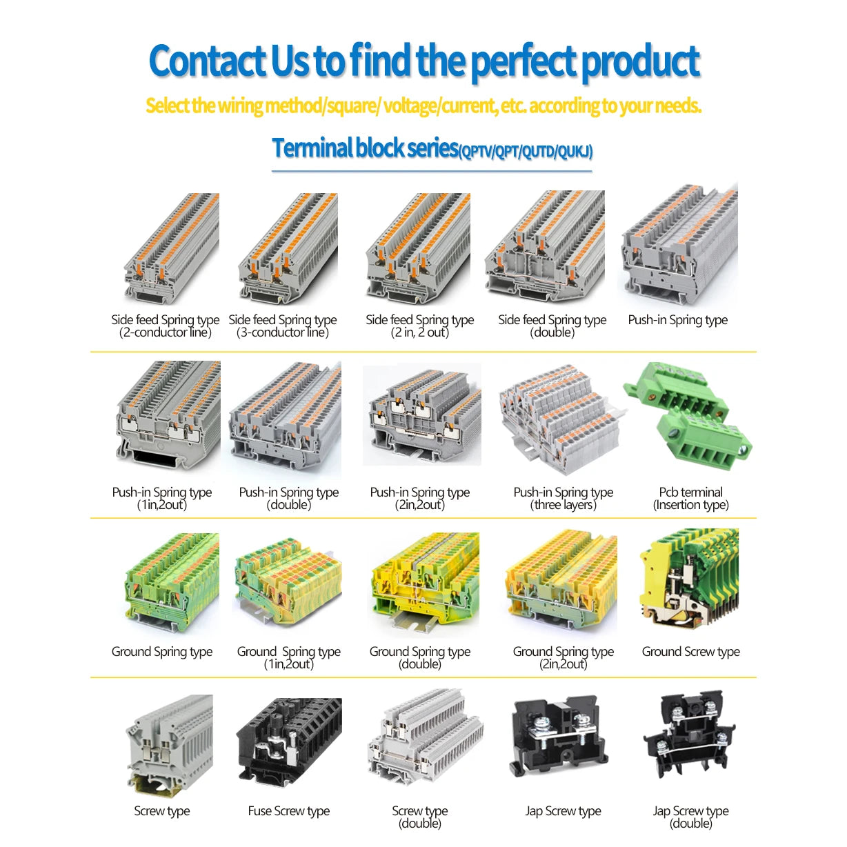 QUKJ-35JD  USLKG 35 Ground Wire Connector  690V  0.75 - 50 Mm²  Din Rail Terminal Block 2-Contacts Screw Terminal Block