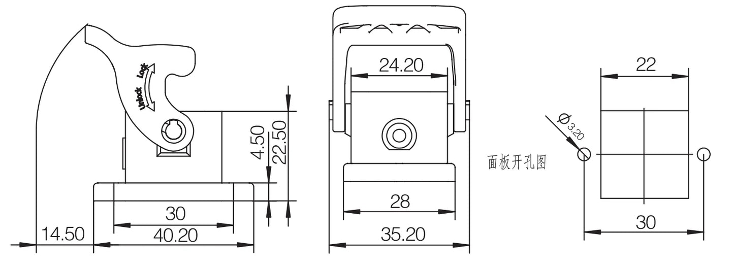 H3A.P-ST-1L Heavy Duty Connector Housings Bulk Head Mounting Automotive Waterproof Industrial Connector
