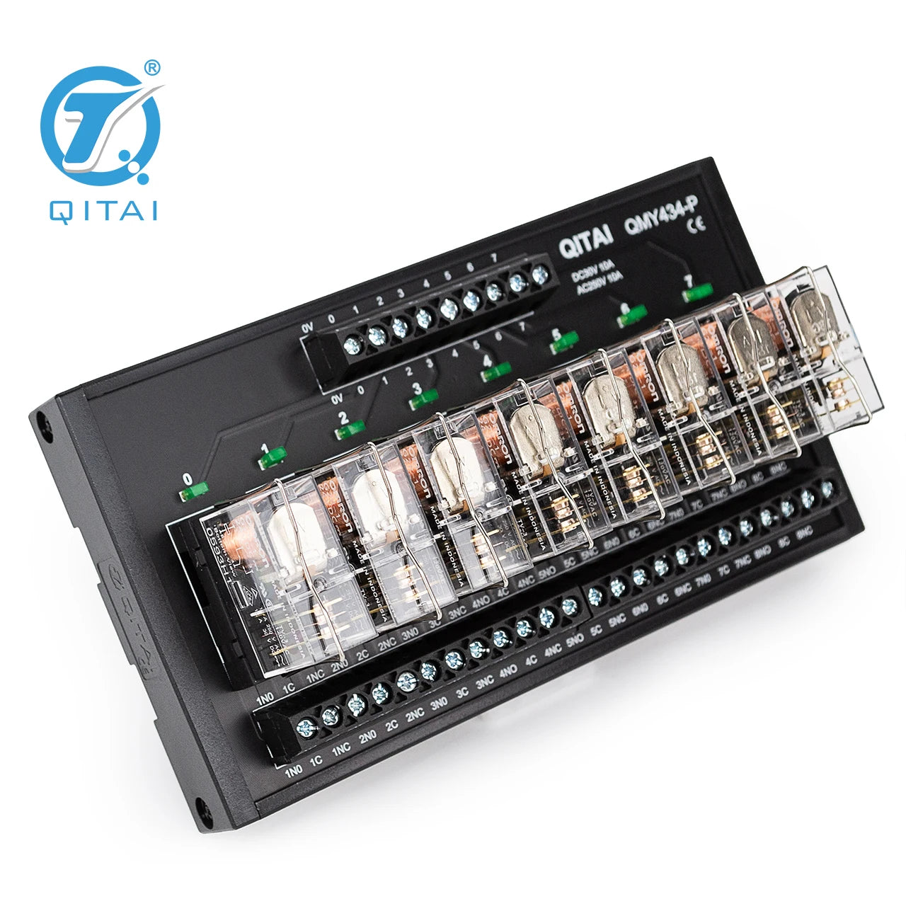 QMY434-P PNP 8-bit 1C Power Relay Module  5A 250VAC/30VDC High Power Relay Module LED with Surge Suppression Circuit 8 Channel