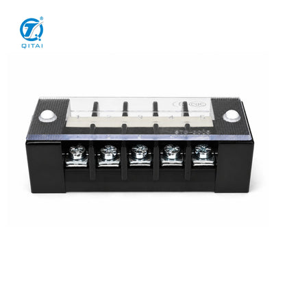 QTB-3005 5 Position Screw Terminal Block 32A 4mm2 Feed Through Power Distribution DIN Rail Mount for Electrical Cabinet