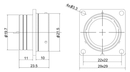 PT20-12H  20MM Professional Aviation Wire Connectors Manufacturer CNC Electrical Equipment 2-14 Pin Waterproof Connector