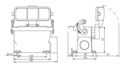 H16A-SG-CV-1L-2PG16 Heavy Duty Connector Compact Series Top Entry Protective Hoods