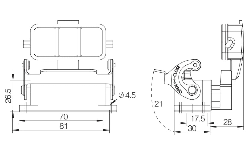 H10A-ST-CV-AL Heavy Duty Compact Top Entry Wiring Connector Copper Contacts IP65 Rated Aluminum Housing Protective Hoods
