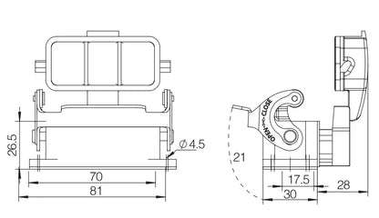 H10A-ST-CV-AL Heavy Duty Compact Top Entry Wiring Connector Copper Contacts IP65 Rated Aluminum Housing Protective Hoods