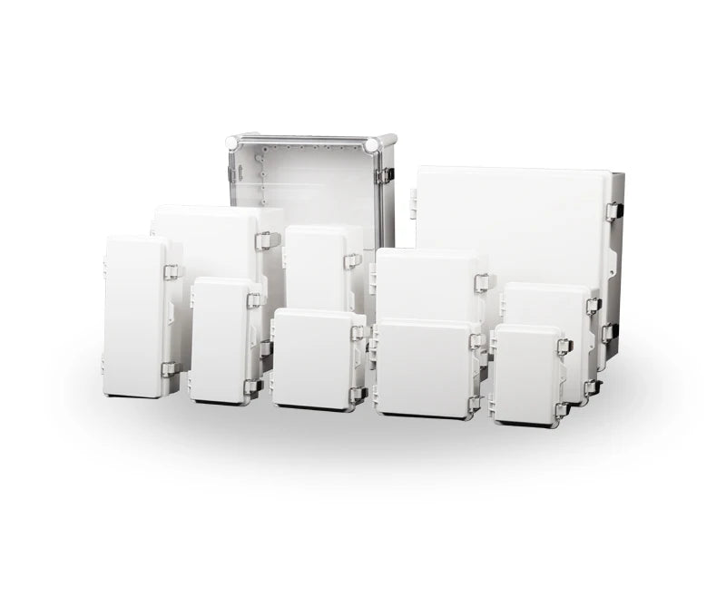 Factory ABS Plastic Metal Electronic Small Big Waterproof IP66 Gland Plastic Latch Metal Hinge clear Cover Junction Box