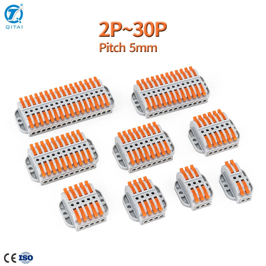 KV233-500T Wire Connectors  2P-30P 250V 32A Terminals Mini Electronic Push in Quick-insert Push-type Terminal Blocks