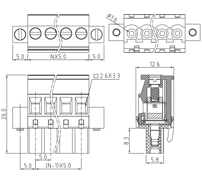 QPRB-500F 5.0mm Pitch 2P-24P 300V 15A High Strength Spring Wire Strong Shock Resistance Plug Connector Terminal Blocks PCB