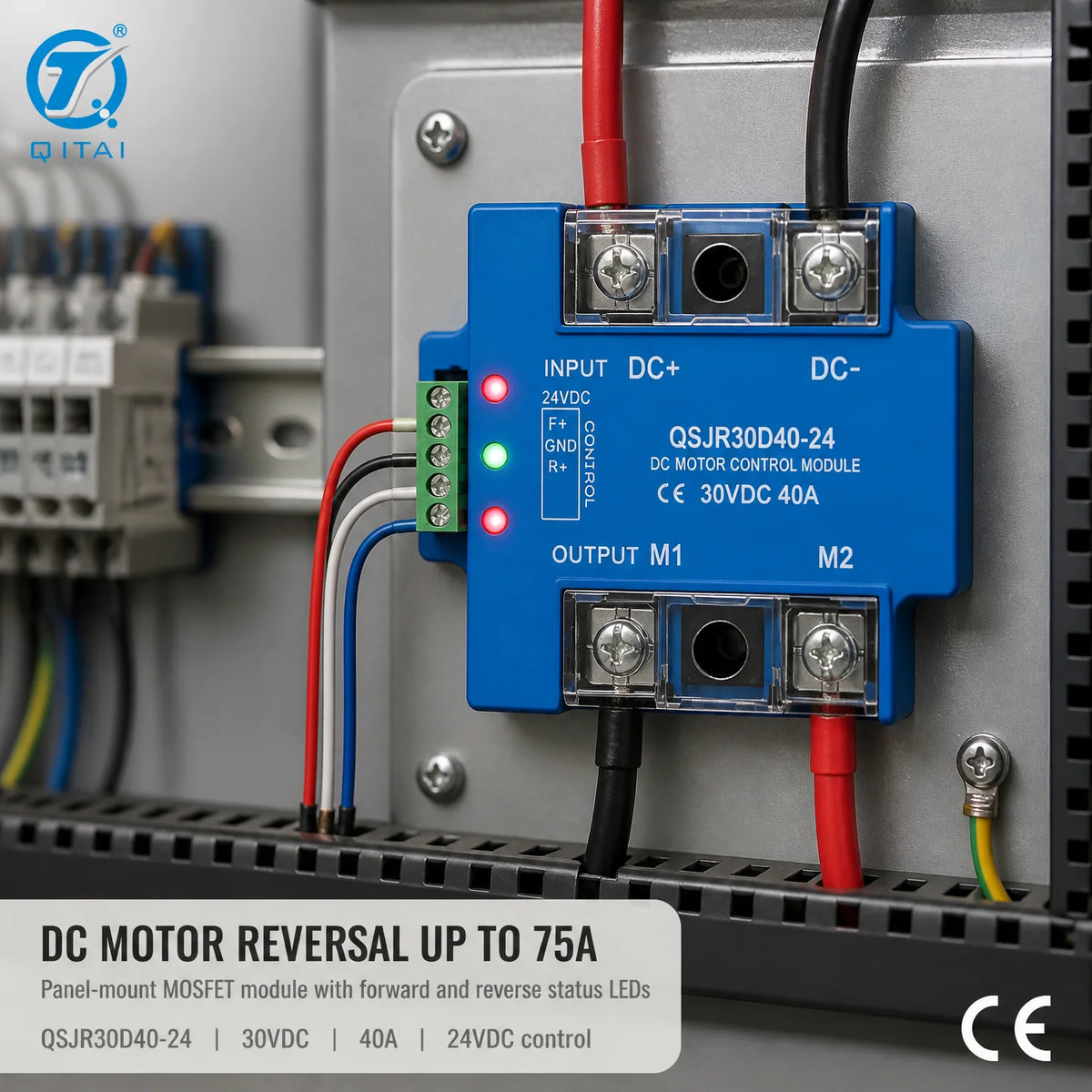 QSJR Series DC Motor Forward Reverse Solid State Relay Module 40-75A 9-60VDC MOSFET for Semiconductor Controller