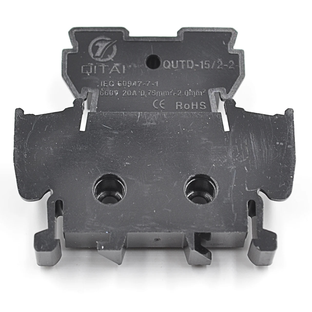 QUTD-15/2-2 Double Level Japanese Screw Terminal Block 660V 20A 11-20 AWG Brass Contacts DIN Rail Connector 2mm Wire PA66