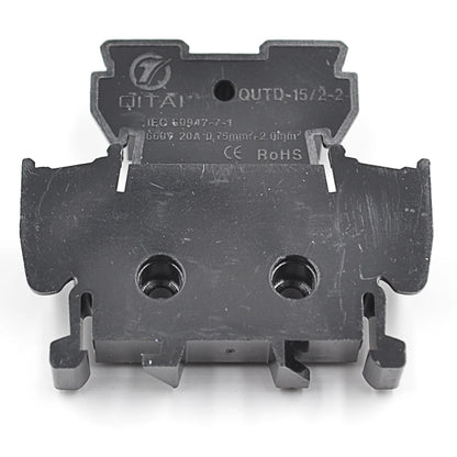 QUTD-15/2-2 Double Level Japanese Screw Terminal Block 660V 20A 11-20 AWG Brass Contacts DIN Rail Connector 2mm Wire PA66