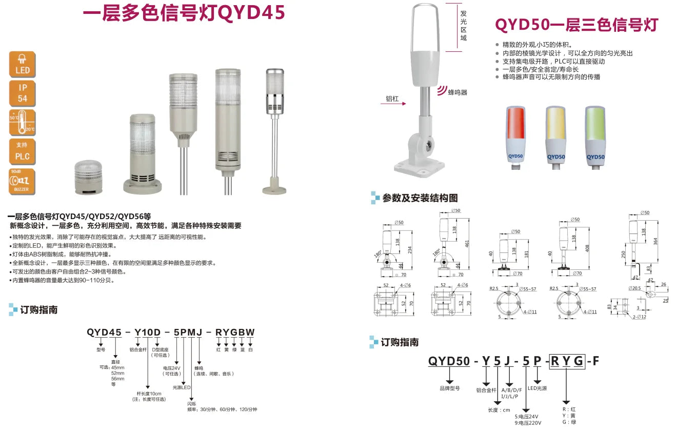 QYD45 45mm Signal Tower Conspicuous Safety Warning Light for Automated Equipment Light