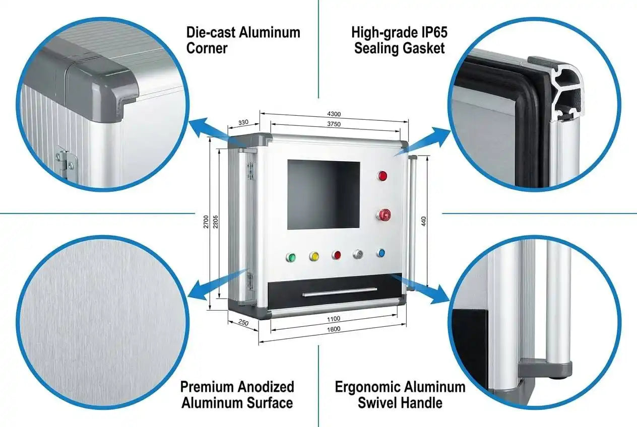 QT Series 60-180mm Industrial HMI Aluminum Control Box IP65 Waterproof Customizable Panel Enclosure for Automation Control