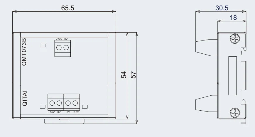 QMT073B DC24V to 5V/3V Terminal Module PC Material Wide Voltage Input High Conversion Efficiency Terminal Block