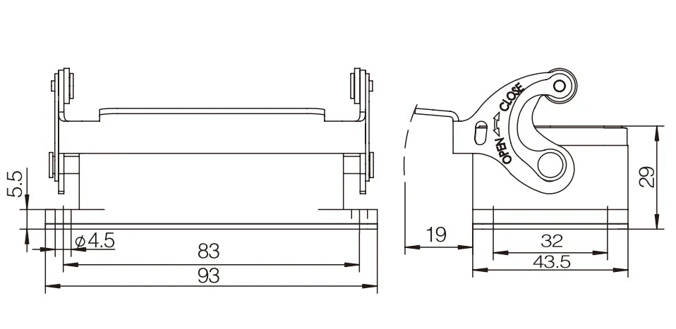 H10B-ST-1L Industrial Heavy Duty Connector Compact Series Top Entry Protective Hoods with Copper Contact 10A 250V