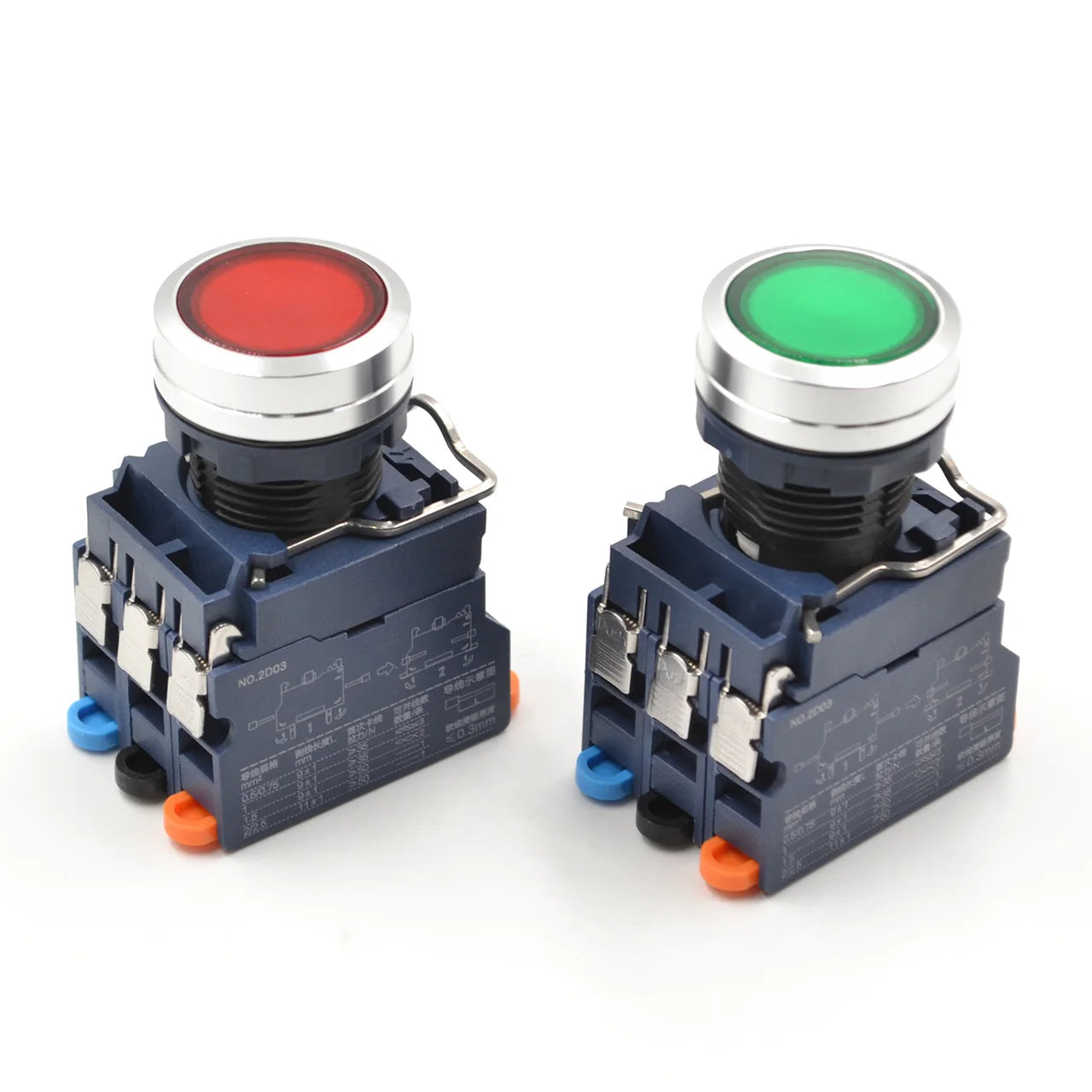 QITAI Electrical Switches LED Frosted Metal Head Push Button Switch Reset Feature 220/250V Max Voltage Switches