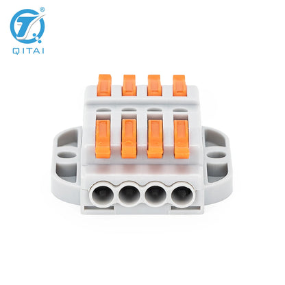 KV233-500T-4P 4P 250V 32A Lever Terminals Orange Mini Quick Connector Splicing Terminal Independent Management Wire Conductor