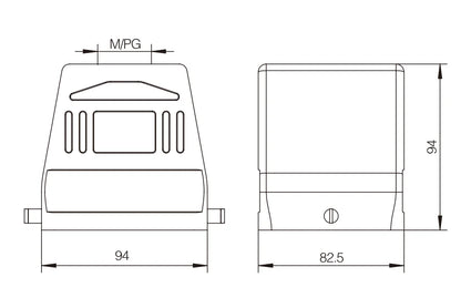 H32B-TK-2B-PG42 Heavy Duty Connector Compact Series Top Entry Protective Hoods