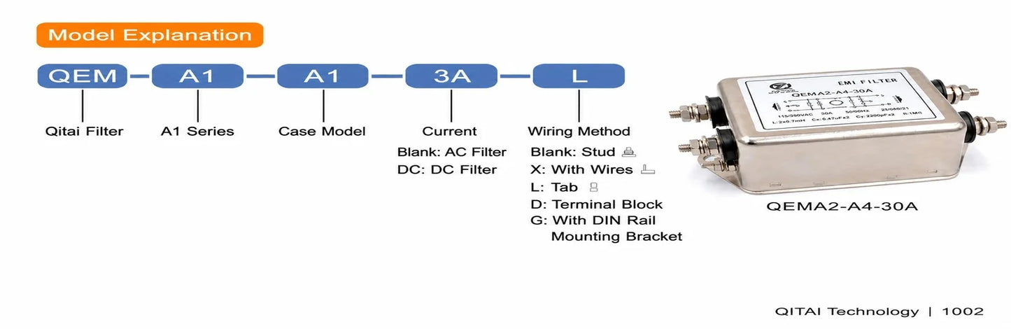 QEMA2-A4-10A Single Phase EMI Filter 250VAC 10A Screw Terminal 115/250VAC for SMPS PLC Automation