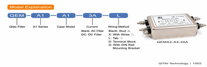 QEMA2-A4-10A Single Phase EMI Filter 250VAC 10A Screw Terminal 115/250VAC for SMPS PLC Automation